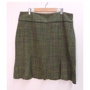 Green Plaid Skirt Career Casual Office Business Work Lined‎ Women's 14 / #1039